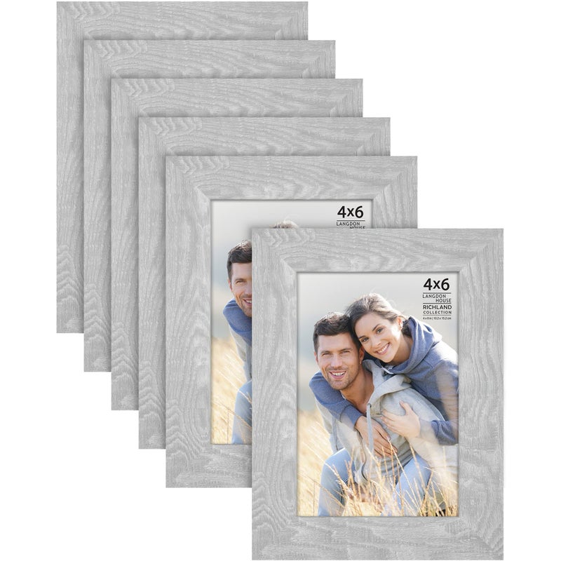 Langdon House 4x6 Picture Frames (Ash Gray, 6 Pack) Woodgrain Style, Richland Collection - Image 1